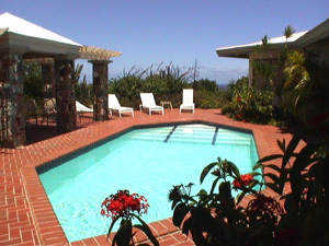 St John USVI Vacation Rental Soft Winds pool and brick deck