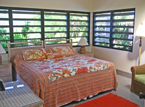 St John USVI Vacation Rental Soft Winds second bedroom with colorful decor and breezy bright  views