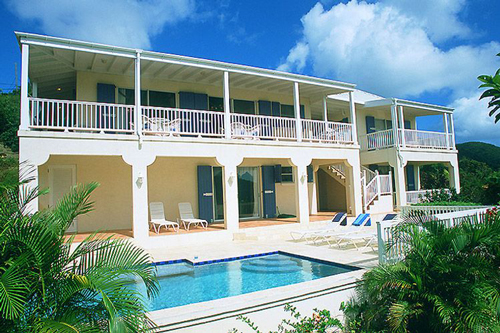USVI St John rental villa Arco Iris pool overlooking Fish Bay